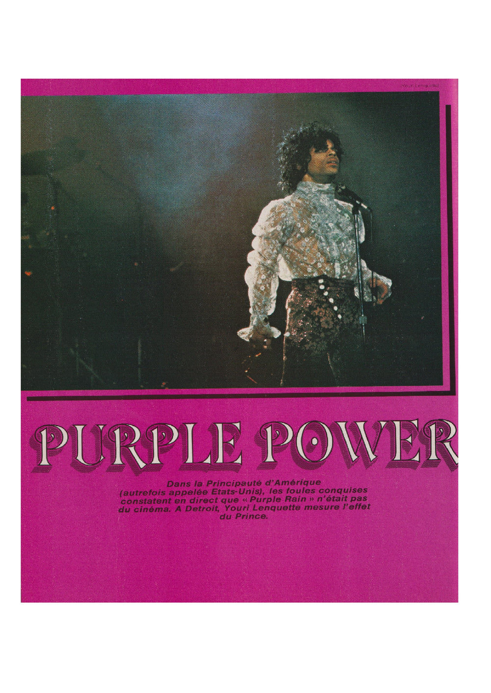 Prince –  French Best Magazine Cover & 6 Page Article Preloved As New: 1985