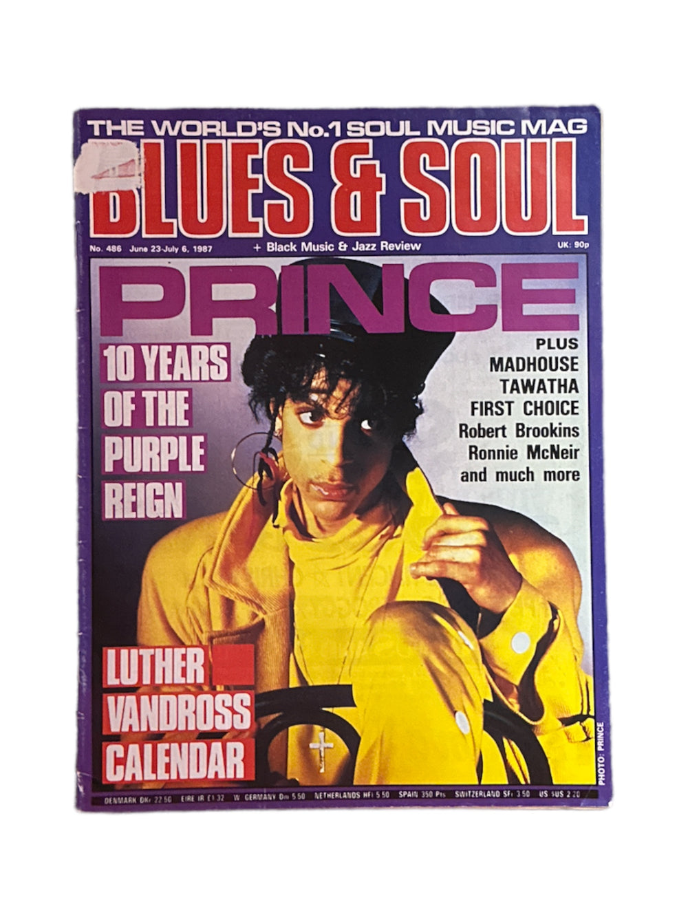 Prince – Magazine Blues & Soul June / July  Prince Cover & 3 Page Article Preloved: 1987
