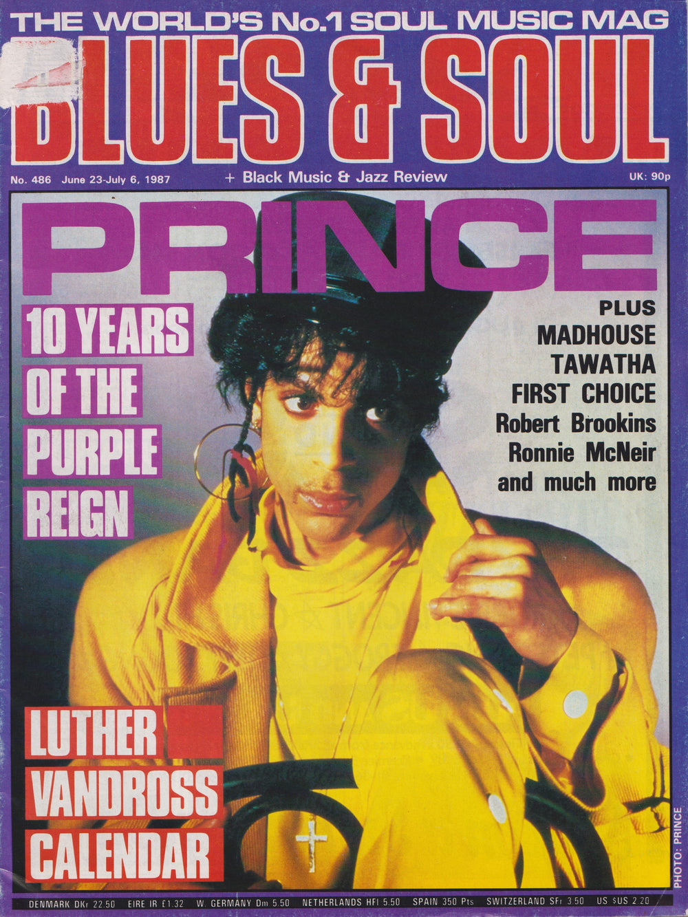 Prince – Magazine Blues & Soul June / July  Prince Cover & 3 Page Article Preloved: 1987