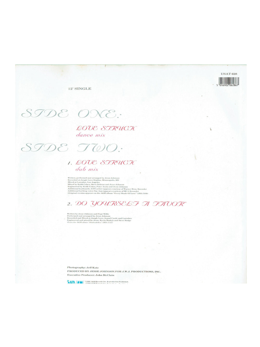 Prince – Jesse Johnson Love Struck 12 Vinyl Single UK Release 1988 USAT 628 Prince