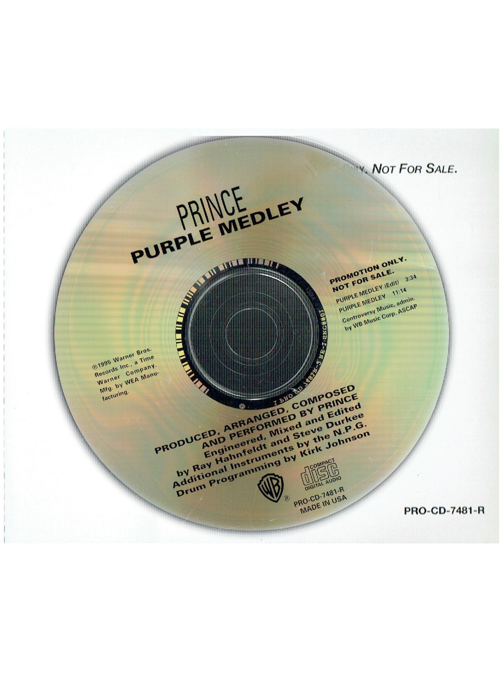 Prince – Purple Medley CD Single Promo US Preloved: 1995