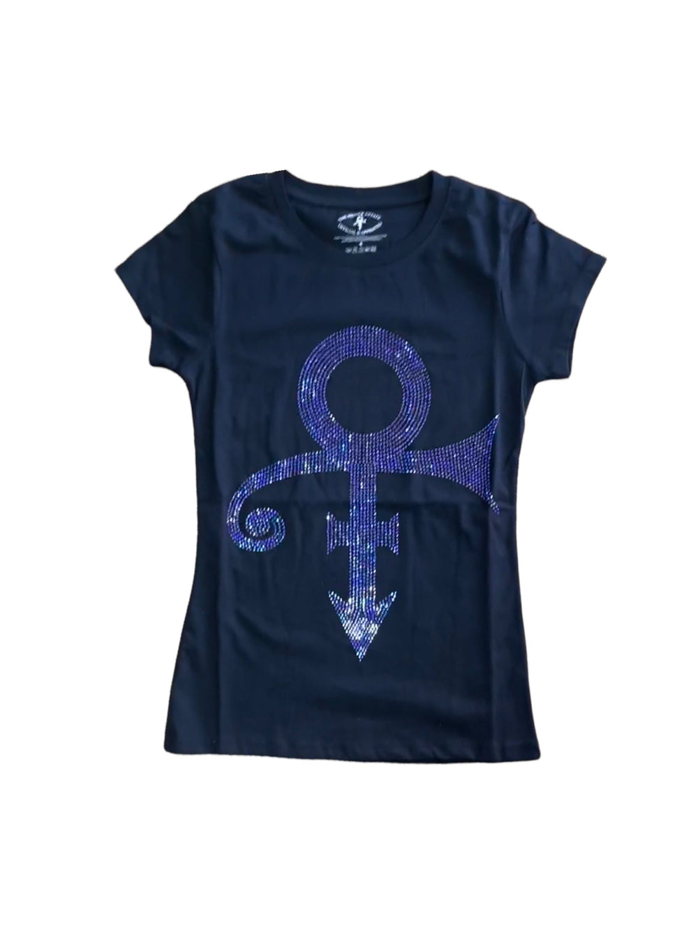 Prince – Official PURPLE Love Symbol Diamante Ladies Slim Fit T-Shirt NEW