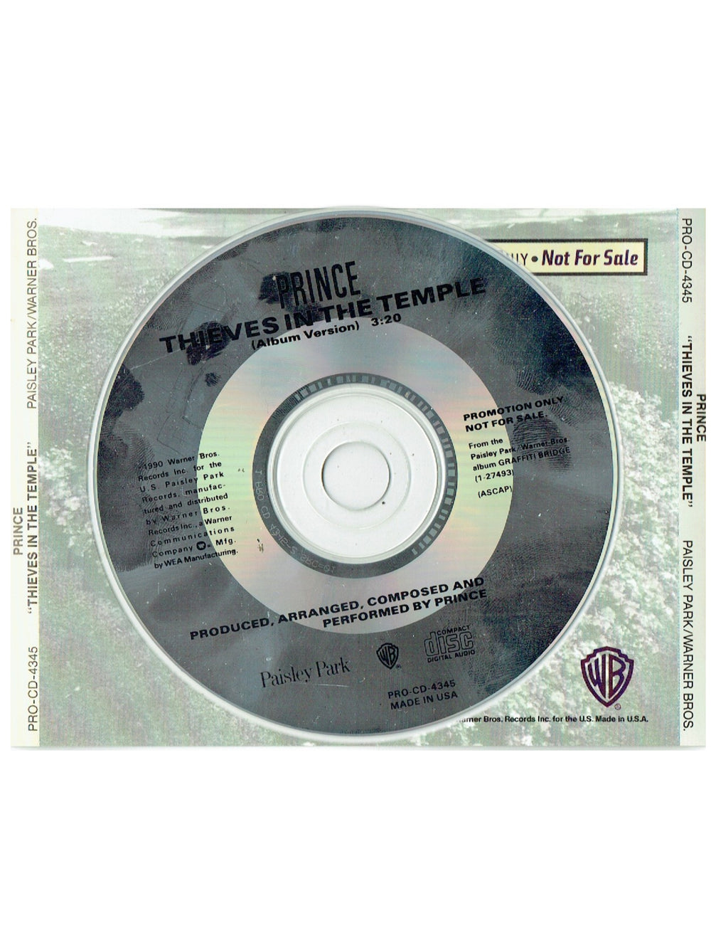 Prince – Thieves In The Temple Promotional Only CD Single 1 Track USA Release 1990