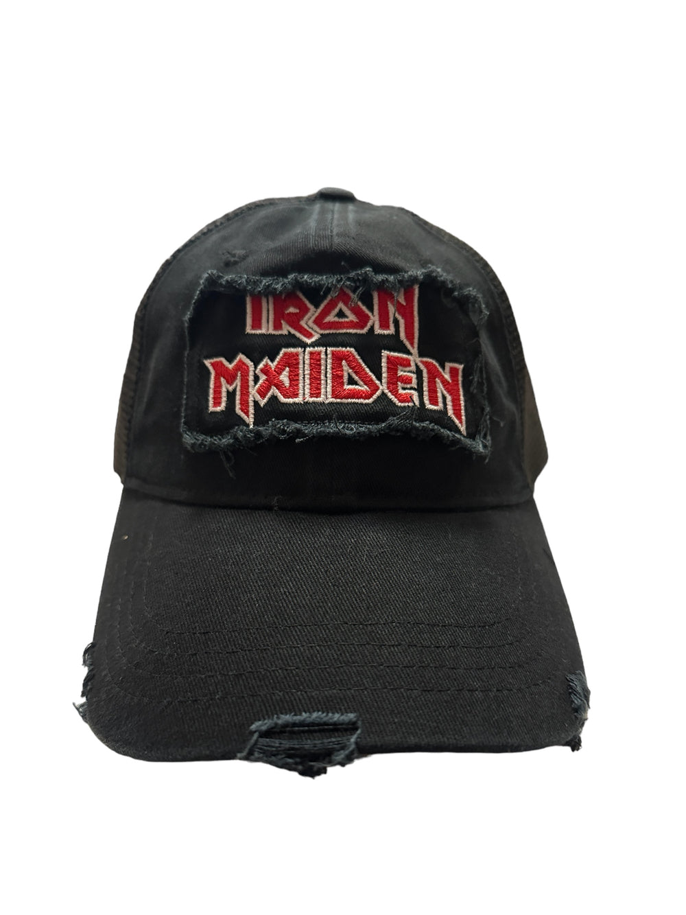 Iron Maiden Name Patch Distressed Mesh Official Embroidered Peak Cap Brand New