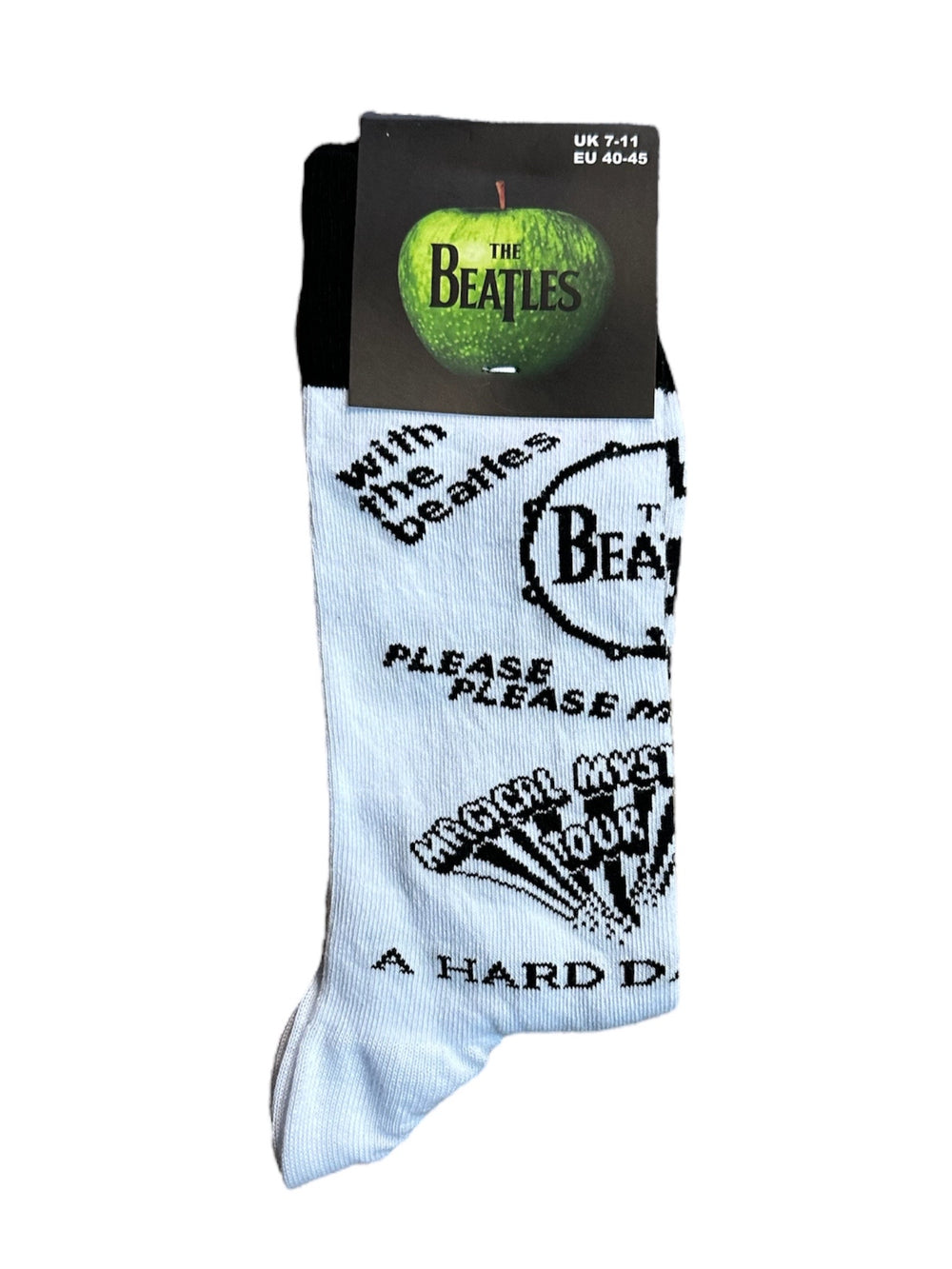 Beatles The Albums Monochrome White Official Product 1 Pair Jacquard Socks Brand New