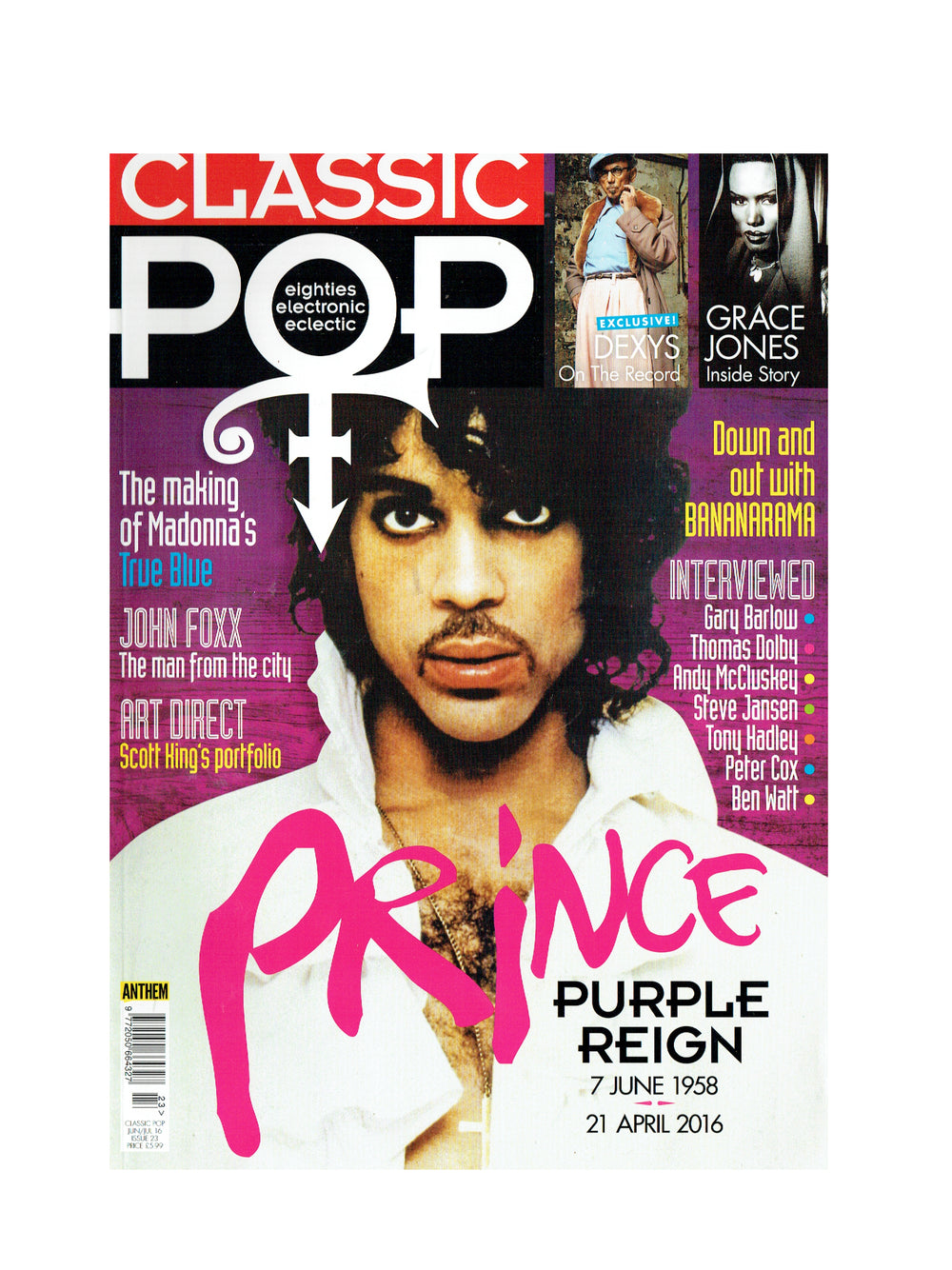 Prince – Classic Pop Magazine Cover & 16 page Article June July Preloved: 2016