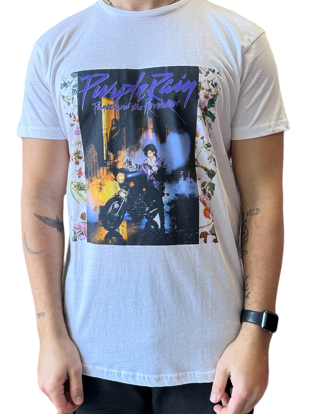 Prince – Purple Rain Album Front Cover Flowers Unisex Official T-Shirt NEW