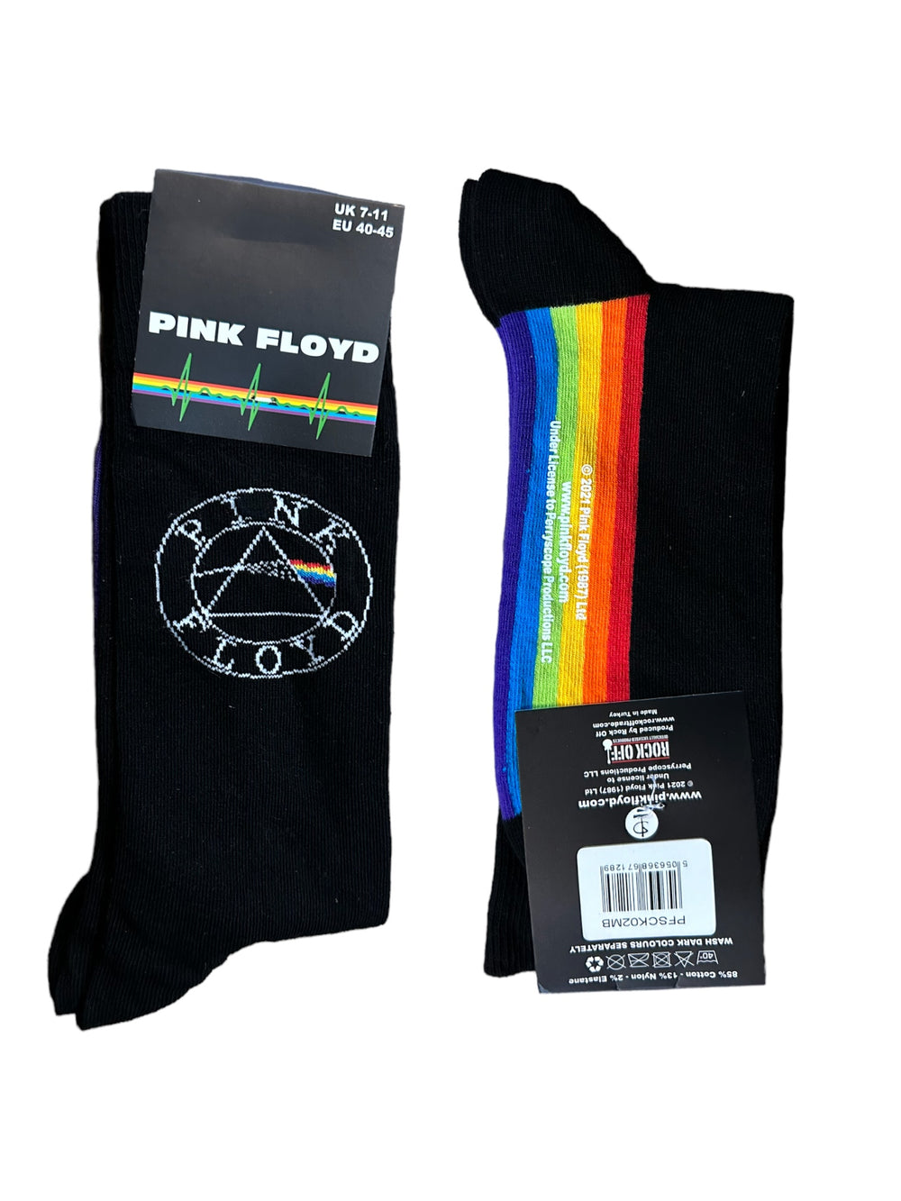 Pink Floyd Spectrum Sole: Official Product 1 Pair Jacquard Socks Brand New