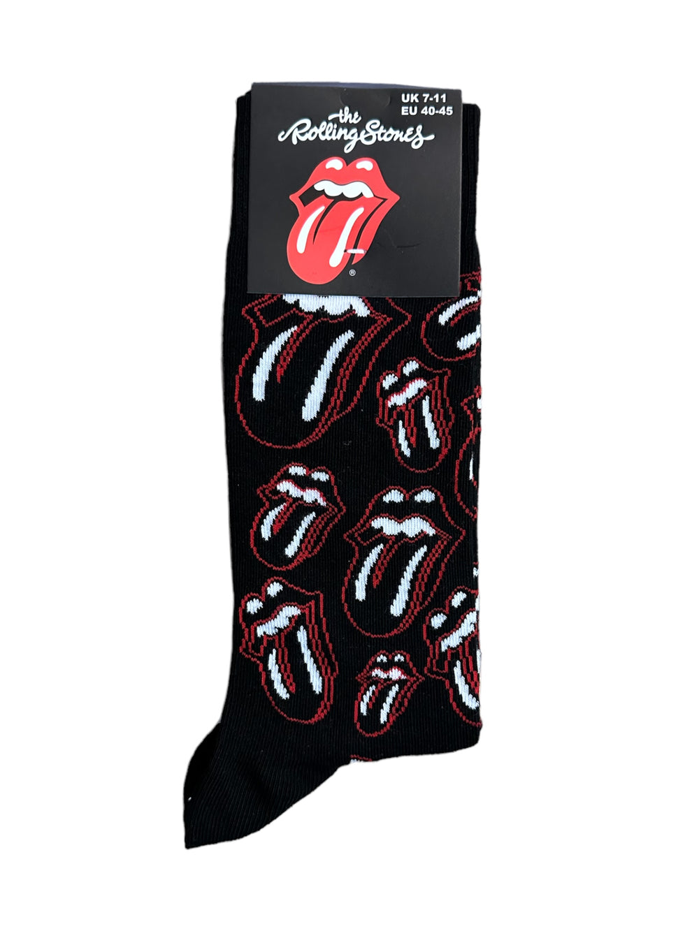 Rolling Stones - The Outline Tongues Black: Official Product 1 Pair Jacquard Socks NEW