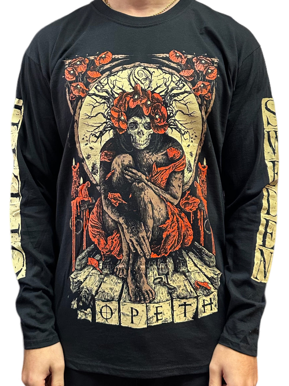 Opeth Haxprosses Official Unisex Long Sleeved Shirt Various Sizes Front & Sleeve Print: NEW