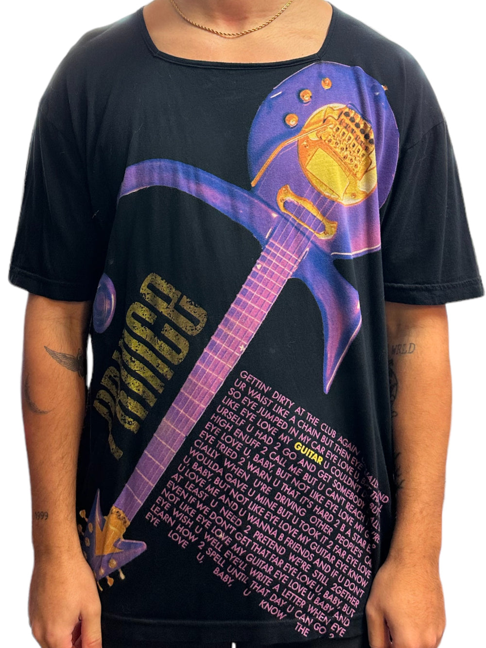 Prince – GUITAR Official 2007 Tour Unisex T Shirt Back Printed MINT: XLARGE