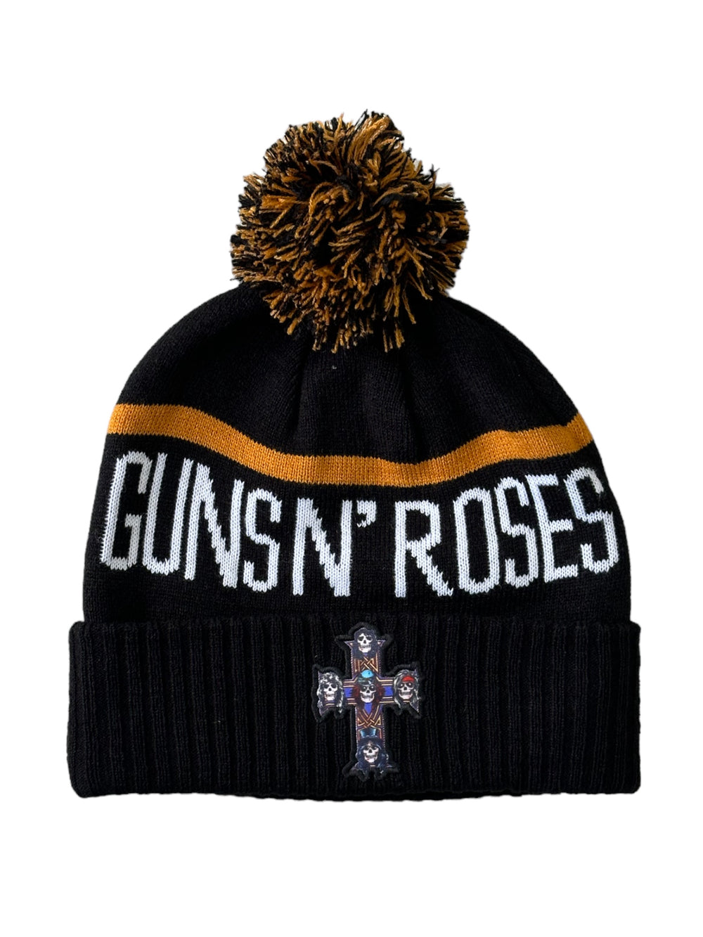 Guns N' Roses Official Roll Up Bobble Beanie Hat One Size Fits All - NEW