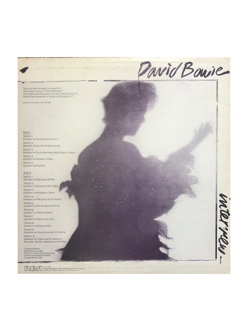 David Bowie - Interview RCA Promotional US Vinyl LP Album Preloved:1980