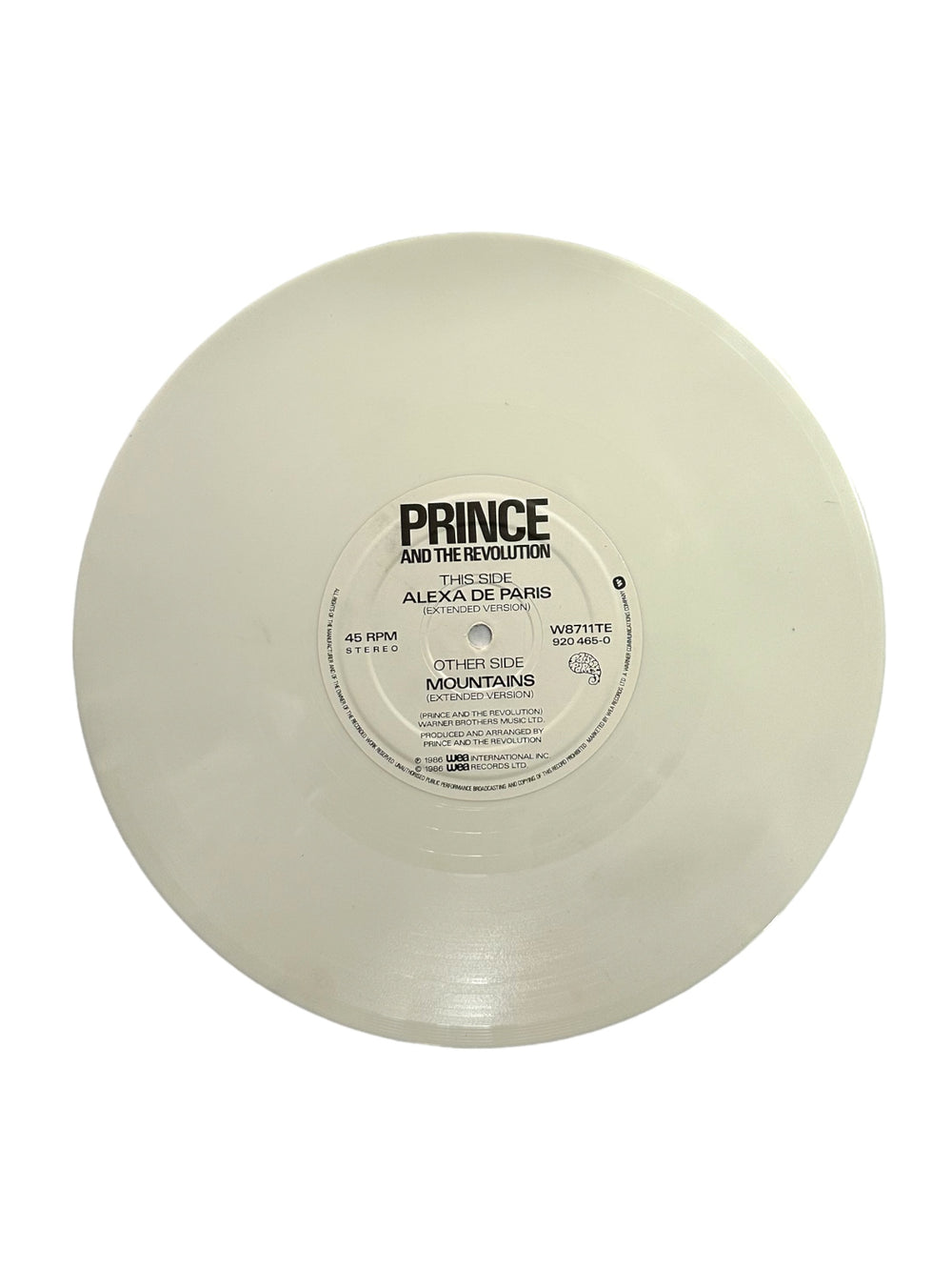 Prince Mountains Special Limited Edition White Vinyl 10 Inch Disc With Hype