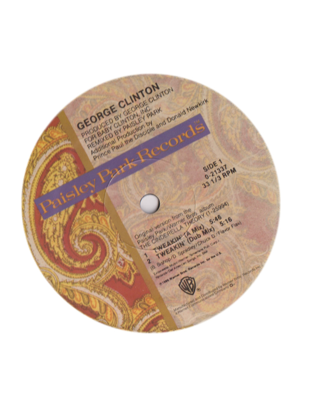 Prince – George Clinton  Tweakin' Vinyl 12"Maxi Single US Preloved : 1989