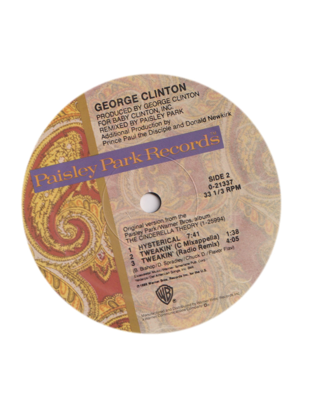 Prince – George Clinton  Tweakin' Vinyl 12"Maxi Single US Preloved : 1989