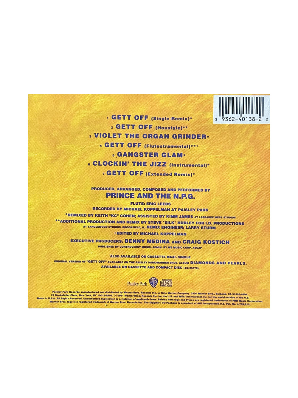 Prince –  & The New Power Generation GETT OFF CD Single Maxi Digipak US Preloved: 1991