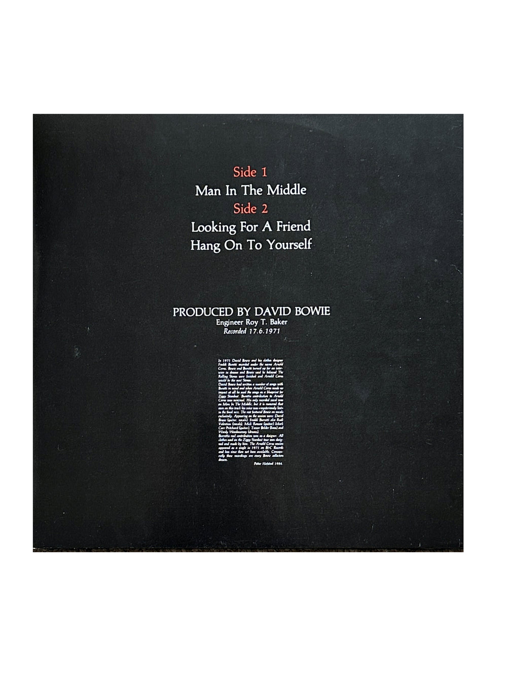 David Bowie - Arnold Corns  Man In The Middle 12" Vinyl UK  Preloved:1985