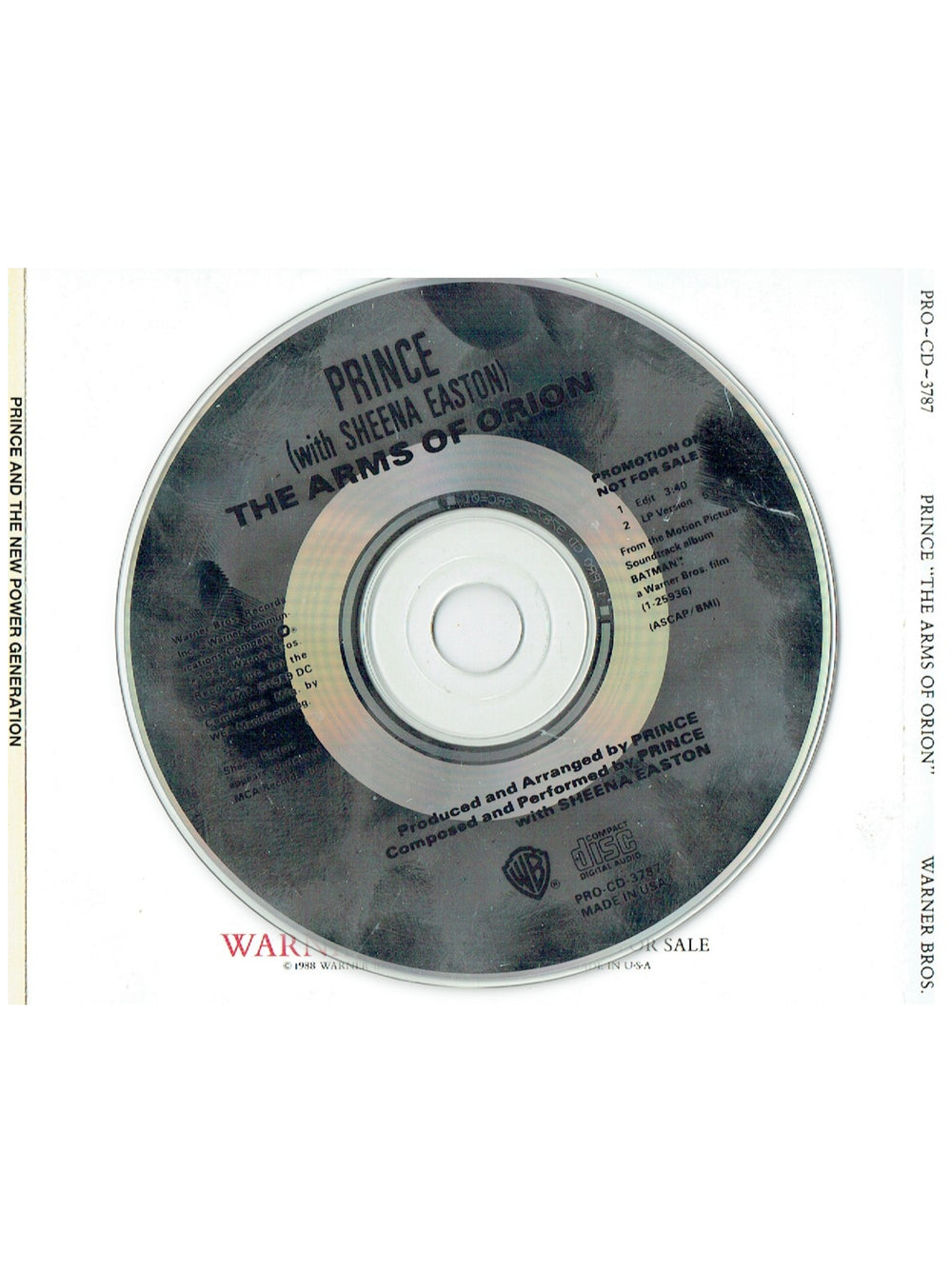 Prince – & Sheena Easton The Arms Of Orion CD Single Promo US Preloved: 1989
