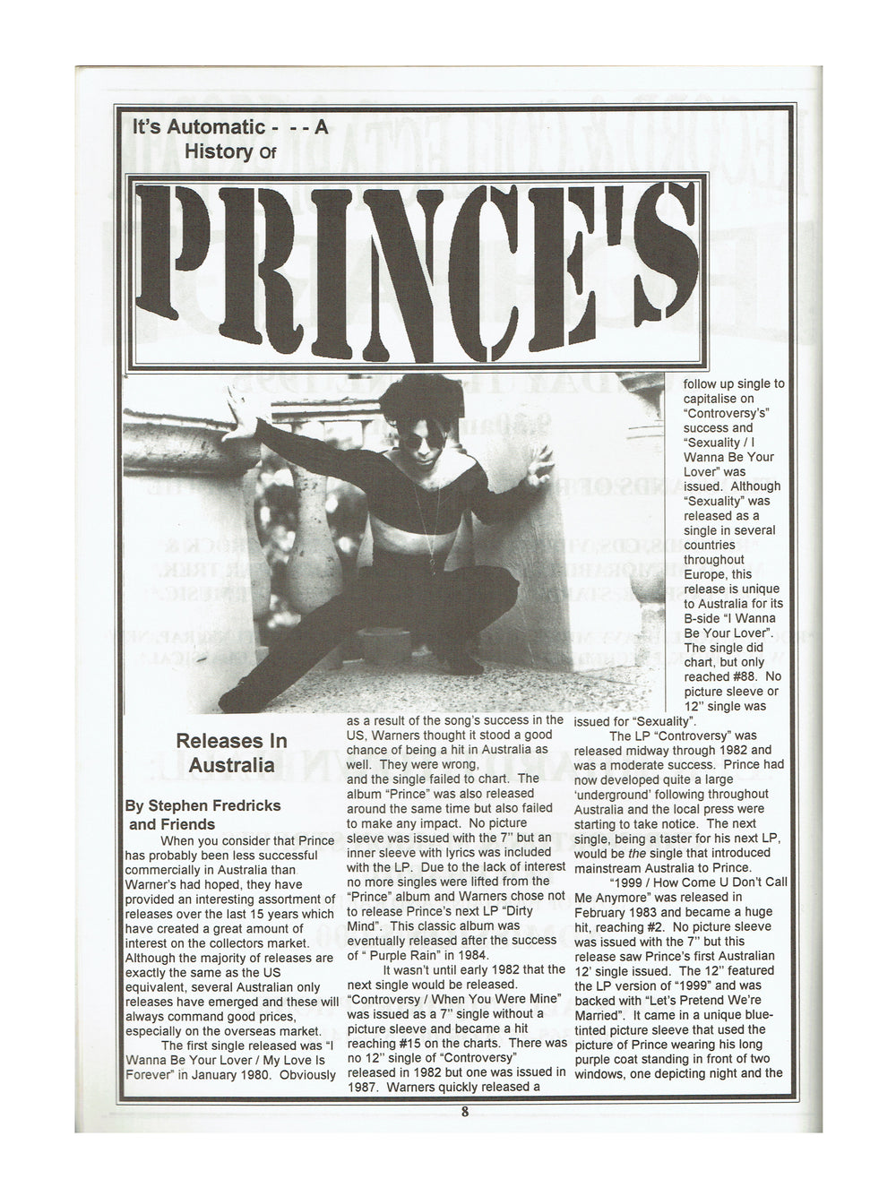 Prince Australian Record Collector Magazine March April 1995