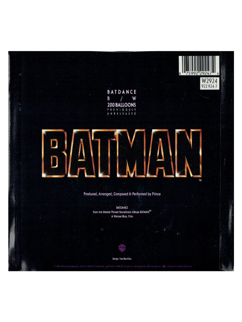 Prince Batdance 200 Balloons 7 Inch Vinyl Single 1989 UK Release SMS