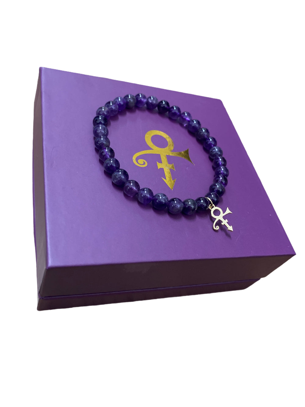 Prince – Official Estate Gold Beaded Bracelet Love Symbol Boxed