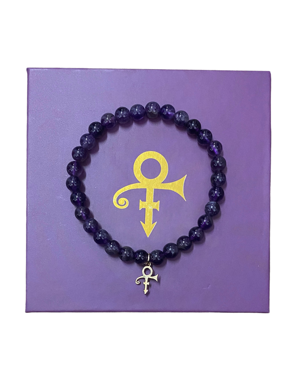Prince – Official Estate Gold Beaded Bracelet Love Symbol Boxed