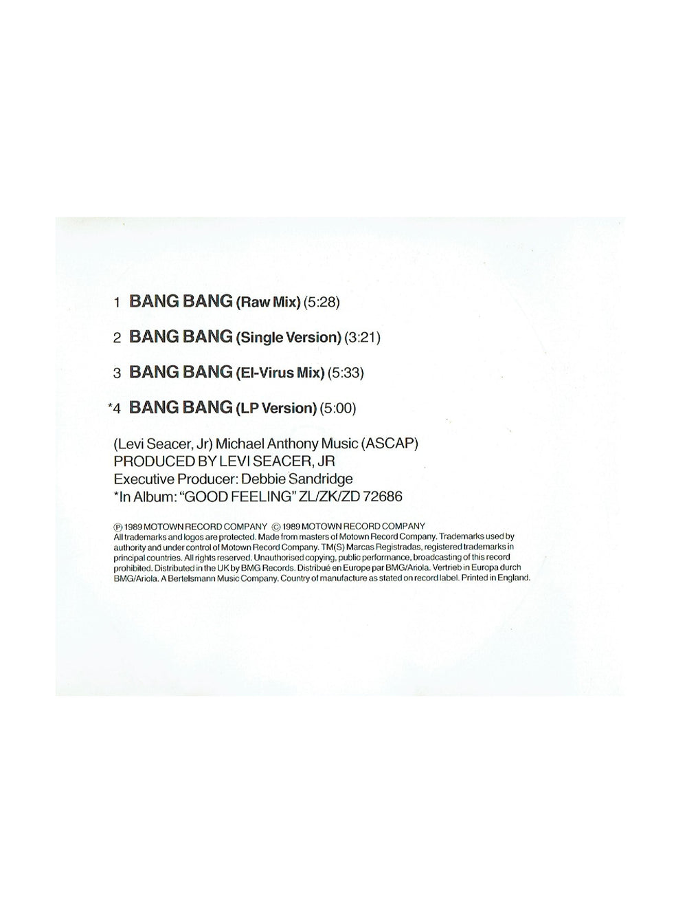 Brown Mark Bang Bang 4 Track CD Single UK Prince