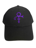 Prince – Love Symbol Purple Rain Name Official Peak Cap Black With Purple Embroidery