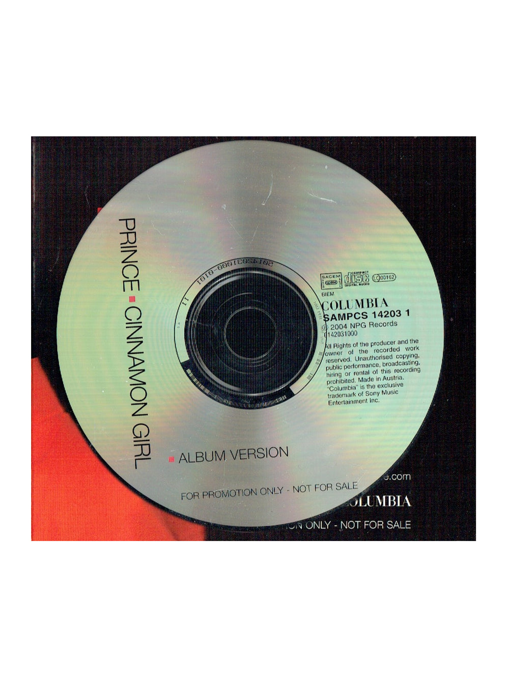 Prince Cinnamon Girl Promotional CD Single 2004 Release EU 1 Track