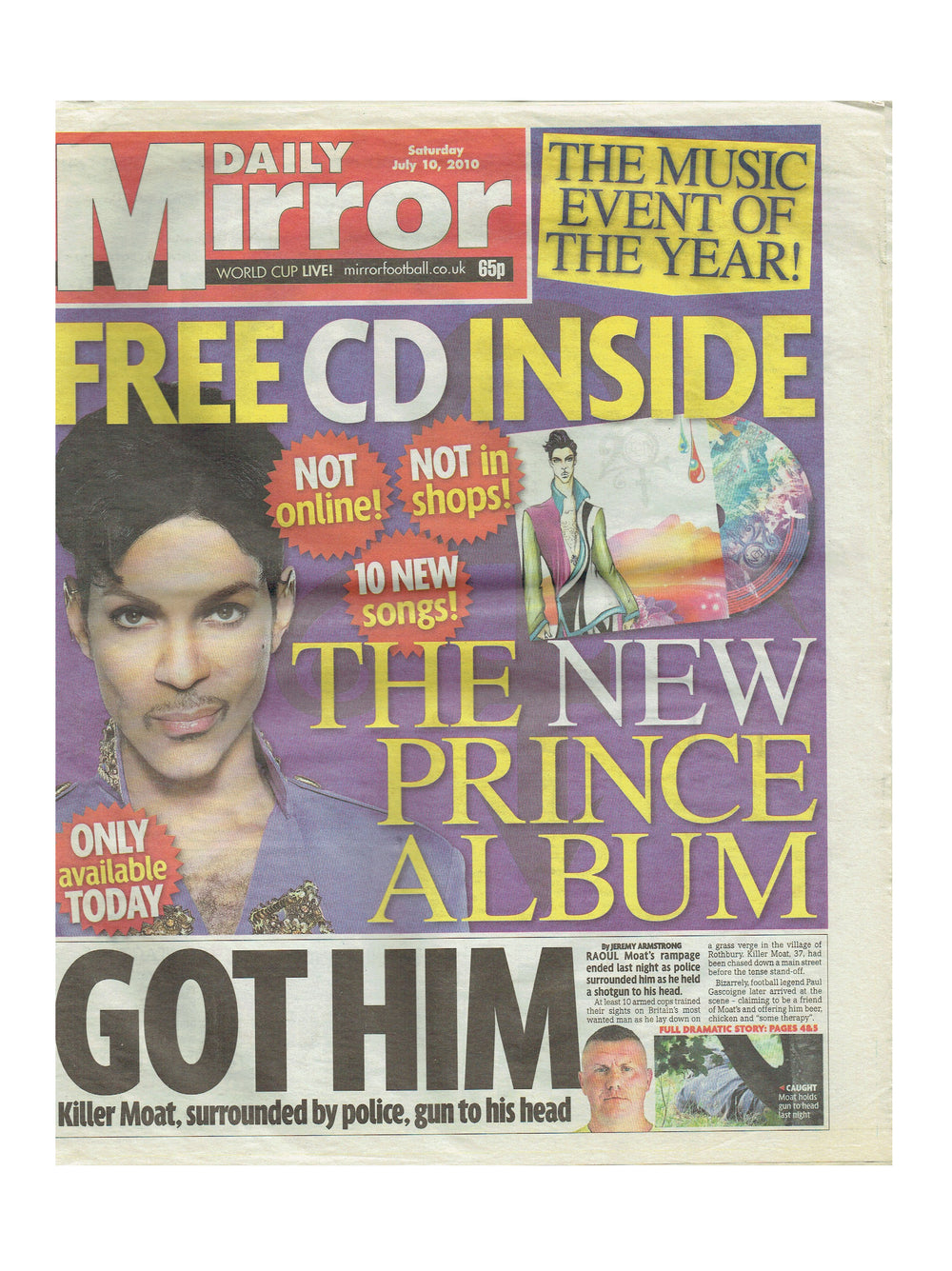 Prince Daily Mirror Newspaper With 20TEN  CD Album Still Sealed