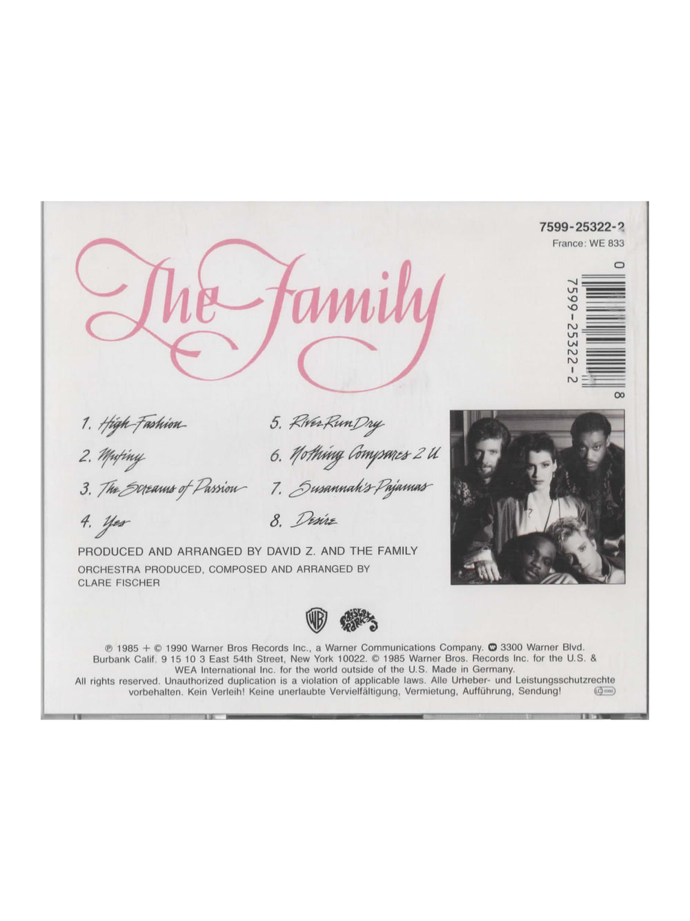 The Family Self Titled CD Album 8 Tracks Prince EU Release WE833