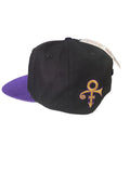 Prince – & The Revolution – Purple Rain Name  Love Symbol Official Flat Cap Black With Gold Embroidery