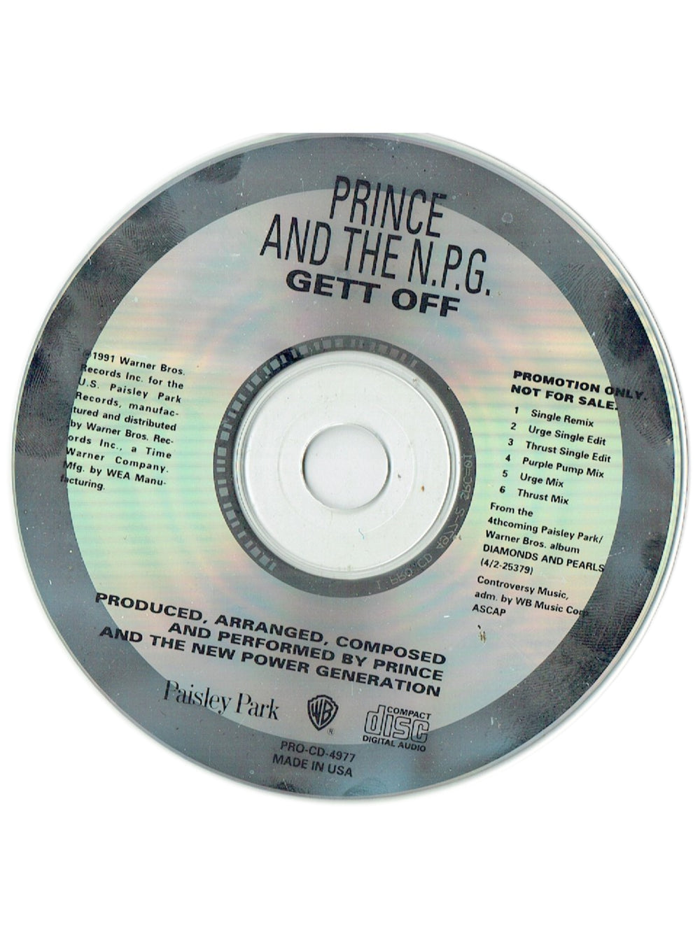 Prince –  GETT OFF Promotional Only CD Single 6 Track USA Release 1991