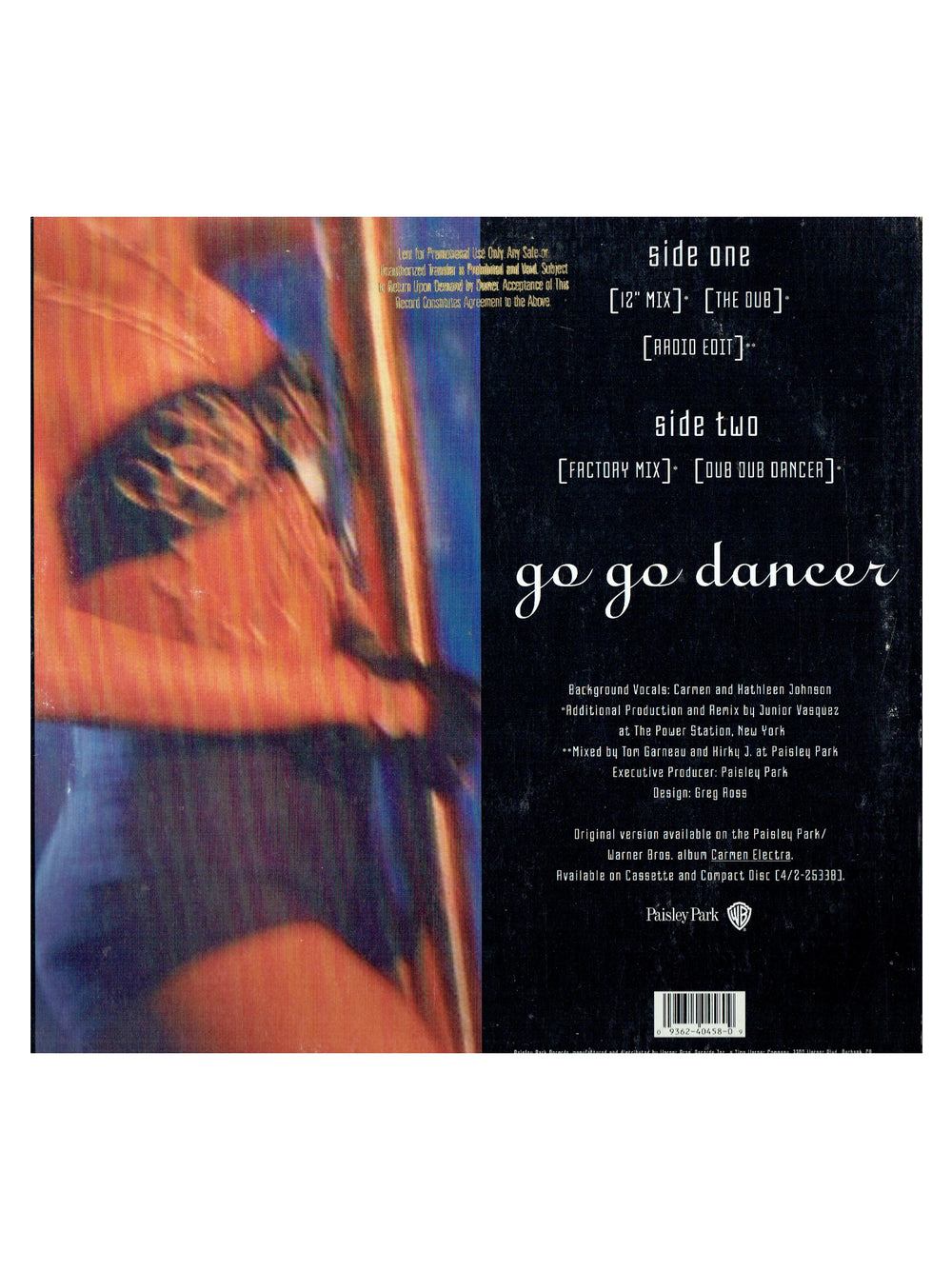 Prince – Carmen Electra Go Go Dancer 12 Inch Vinyl USA 1992 Paisley Park Label Prince HYPE