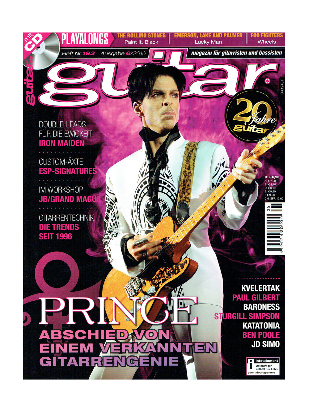 Prince Guitar Magazine June 2016 German Language Cover Plus 8 Page Article & CD