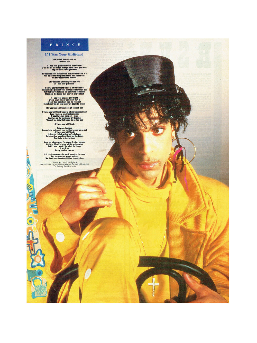 Prince – Girlfriend Lyrics Full Page Original Advert 11" x 8 "