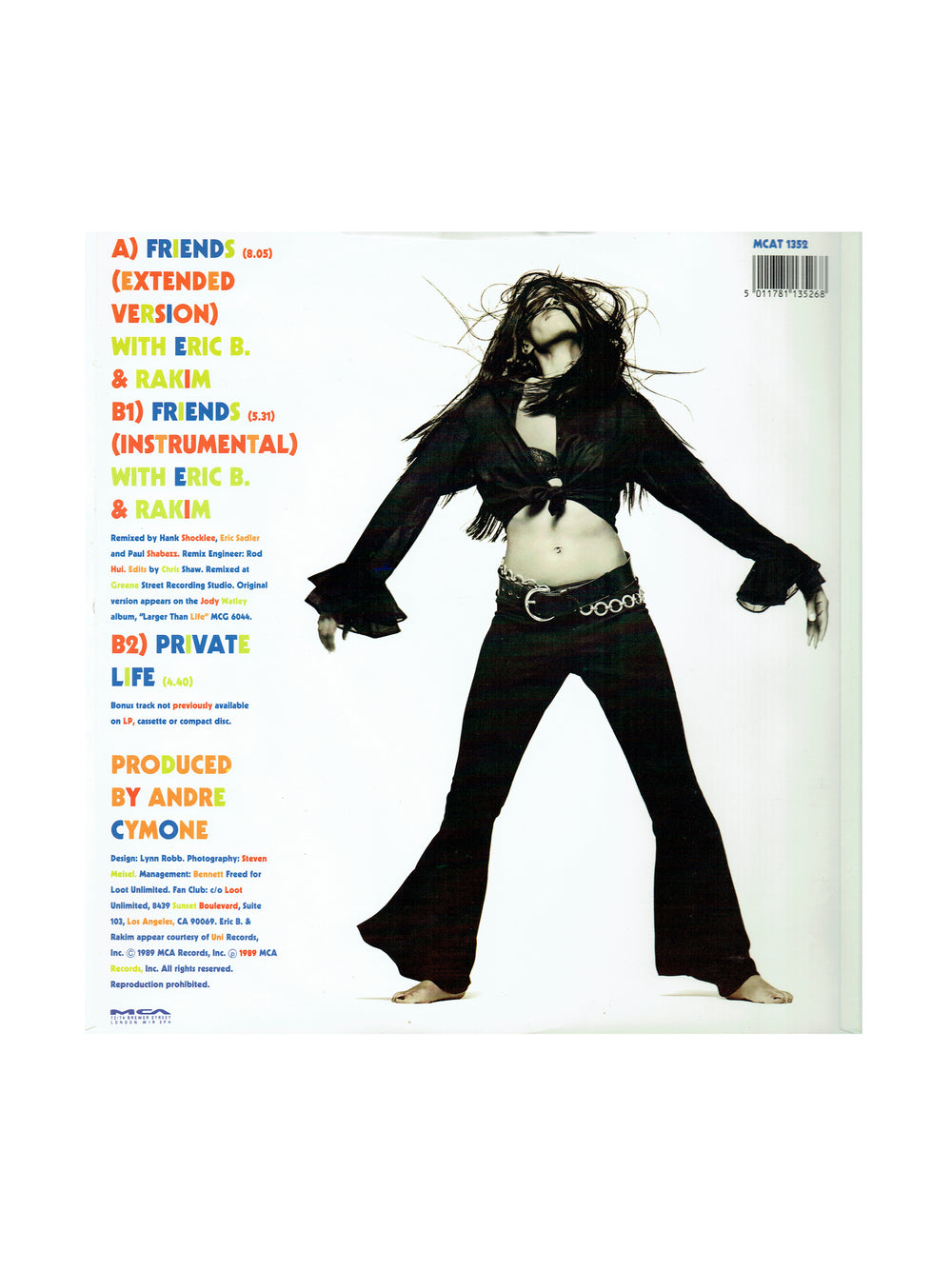 Jody Watley Friends 12 Inch Vinyl MCA UK Release Andre Cymone Prince SMS