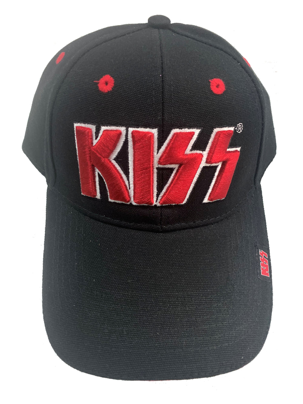 Kiss Logo  RED ON WHITE Official Chunky Embroidery Peak Cap Adjustable Brand New