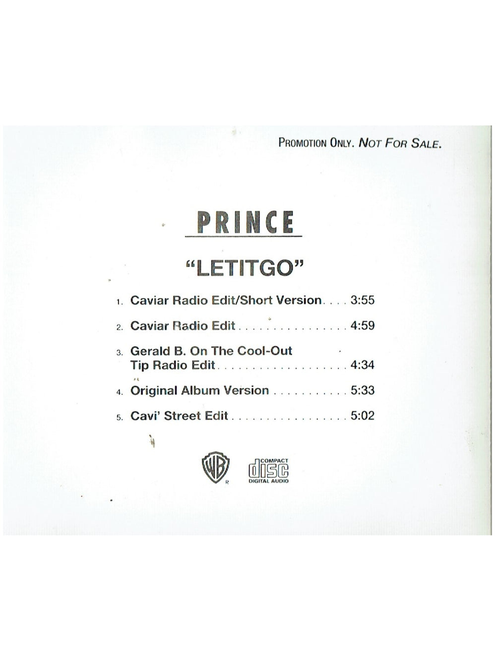 Prince – O(+> LETITGO CD Single Promo US Preloved AMAZING 6 TRACKS: 1994*