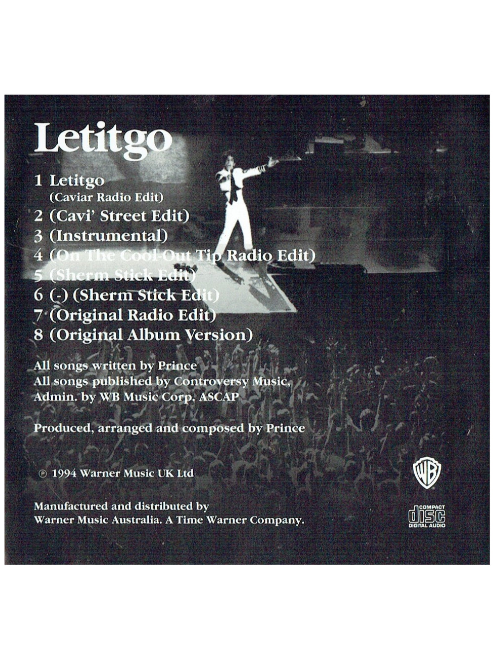 Prince – Letitgo Maxi CD  Single 1994 Original Australian Release 8 Tracks