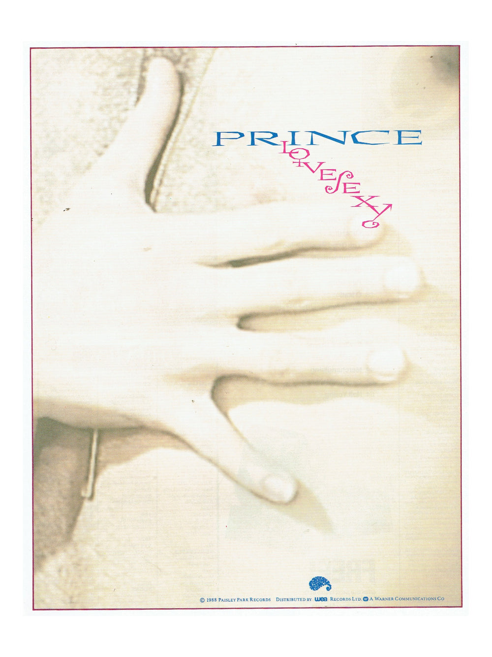 Prince – Lovesexy Official Trade Magazine Advert Ideal For Framing Prince