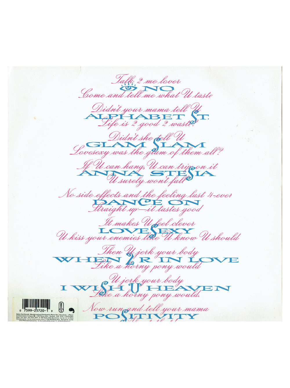 Prince – Lovesexy 1988 Vinyl Album UK / EU Release Original With Sticker WX164