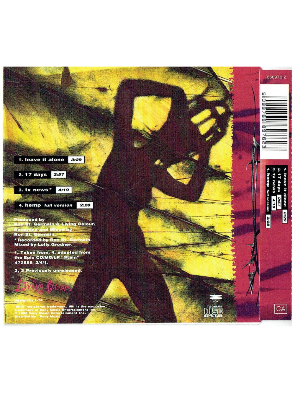 Prince – Living Colour Leave It Alone CD Single Original 1993 UK Release 17 Days Prince