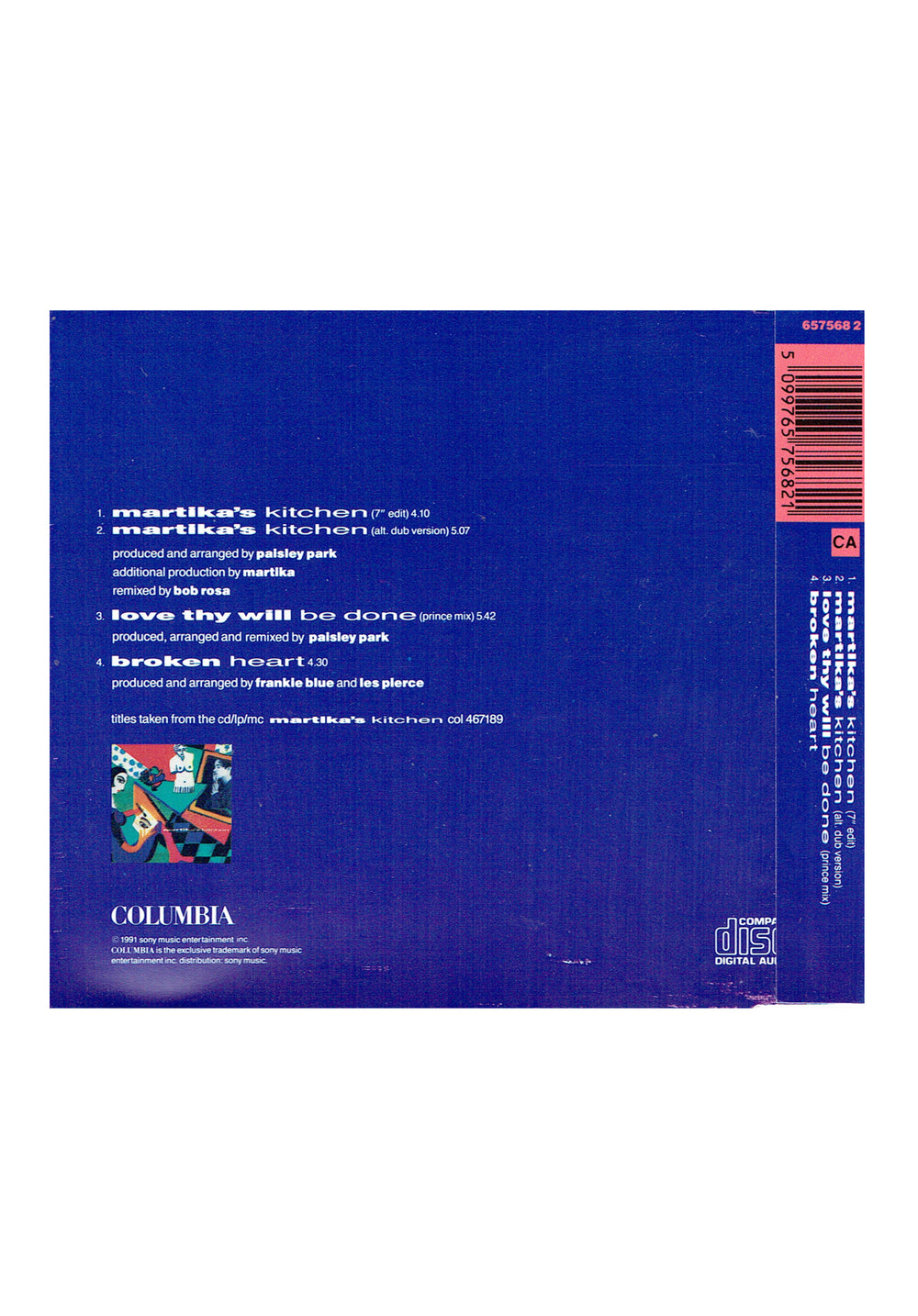 Martika Martika's Kitchen UK CD Single 1991 Original 4 Tracks Prince Mix