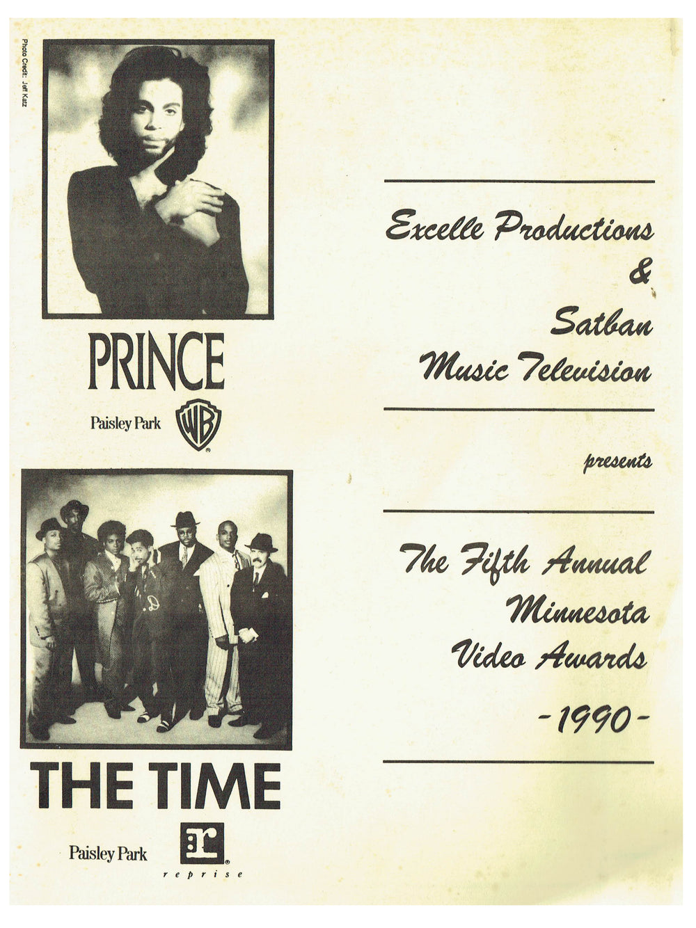 Minnesota Video Awards 1990 Programme Prince The Time SMS