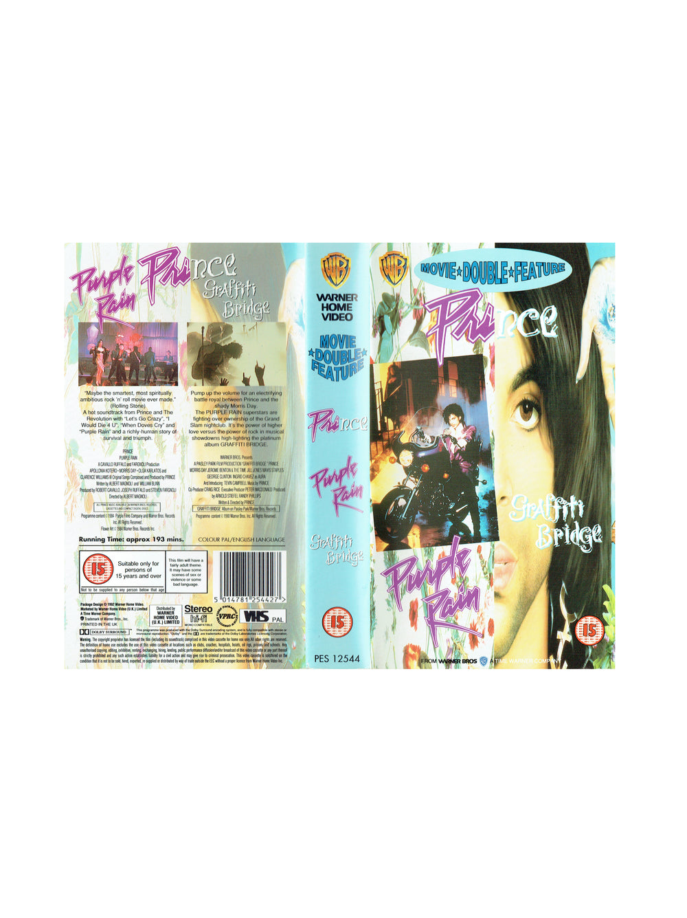 Prince – Purple Rain / Graffiti Bridge Double Feature VHS Video Cassette Preloved:
