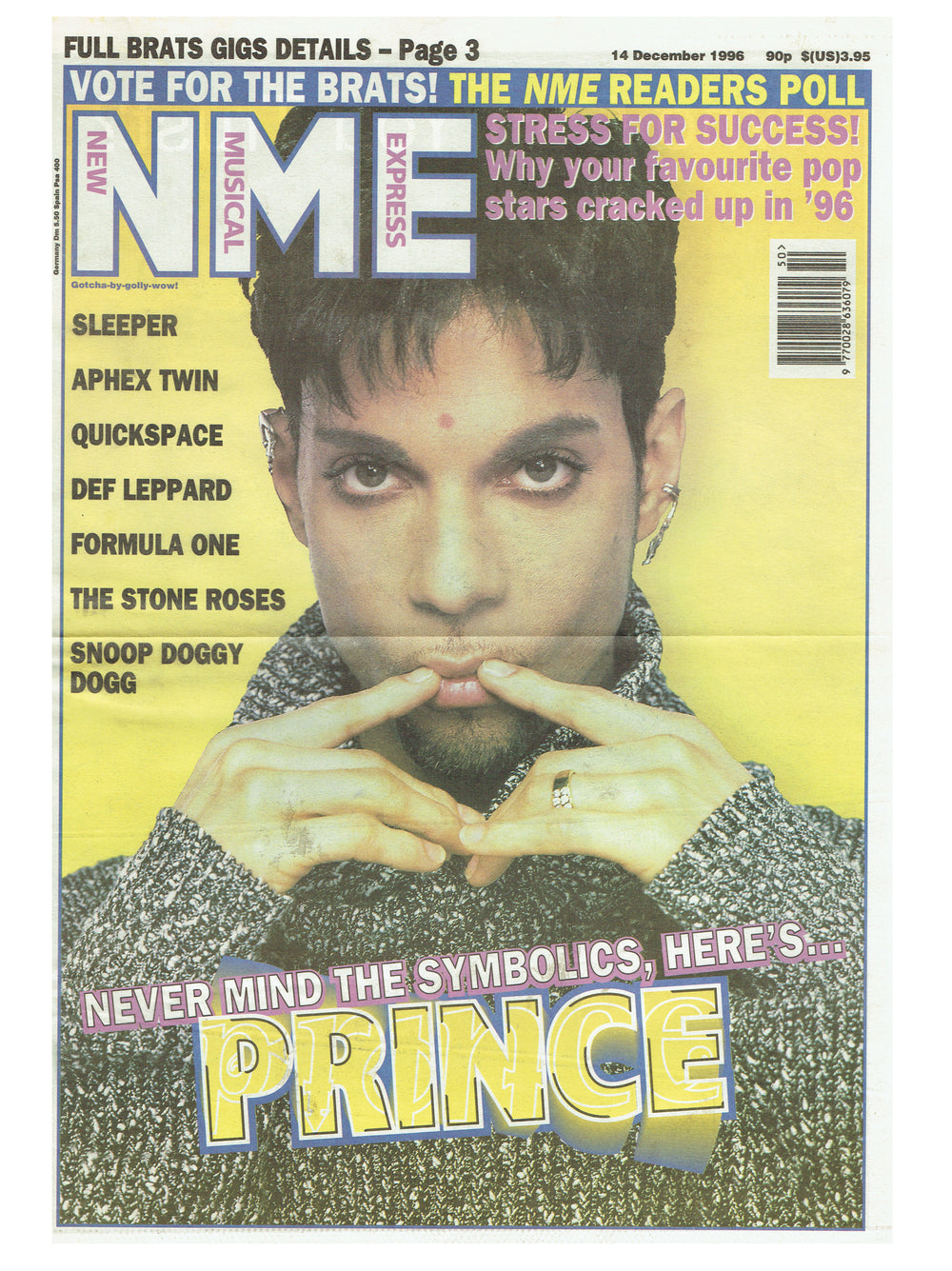 Prince – Magazine NME Front Page UK Clipping 16" x 11" Preloved: 1995