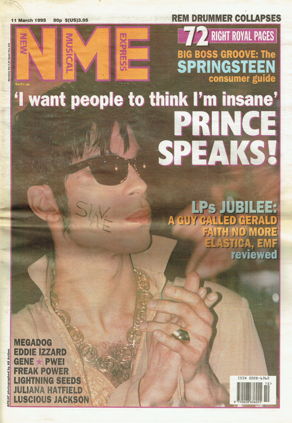 Prince NME Magazine March 1995 Cover 3 Page Article And Advert For Purple Medley
