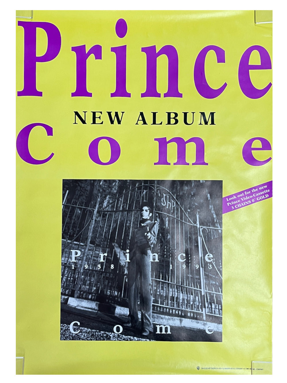 Prince 1958-1993 –  Come Album Original Vintage Poster Preloved: 1993